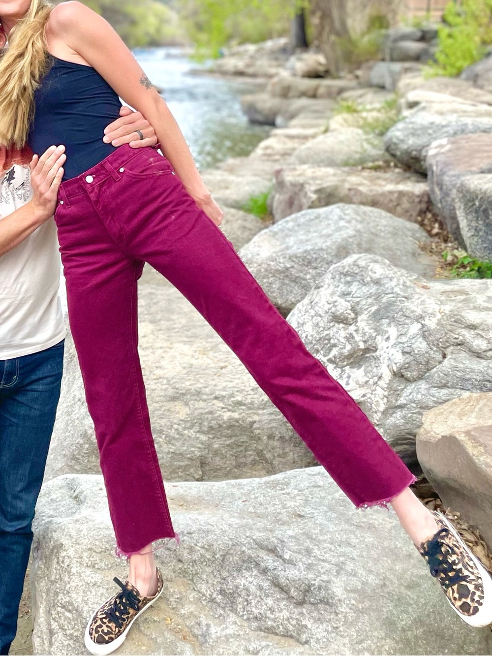 Vintage 90’s Lee Women's Burgundy Straight-Leg Jeans